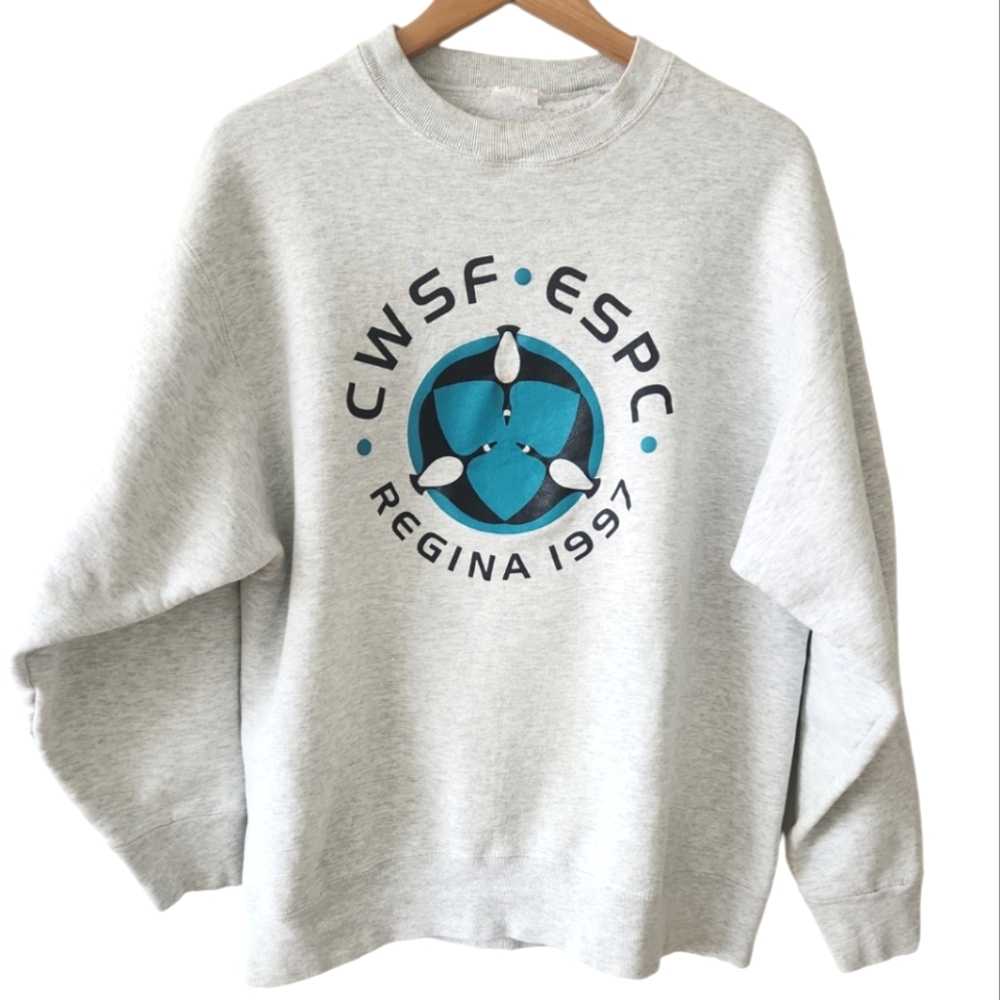 Vintage White Grey University of Regina Faculty of Science Sweatshirt Men's L